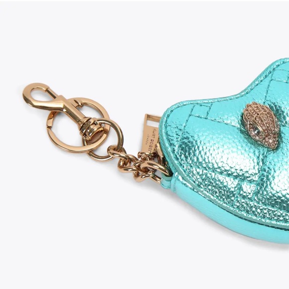 Kurt Geiger Kensington Heart Bag Charm Mid Green - Picture 4 of 8